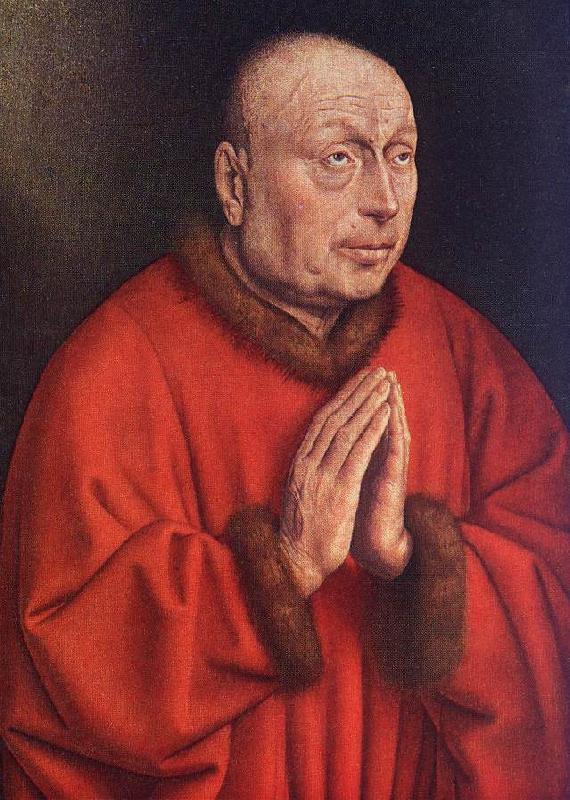 EYCK, Jan van The Ghent Altarpiece: The Donor (detail) Germany oil painting art